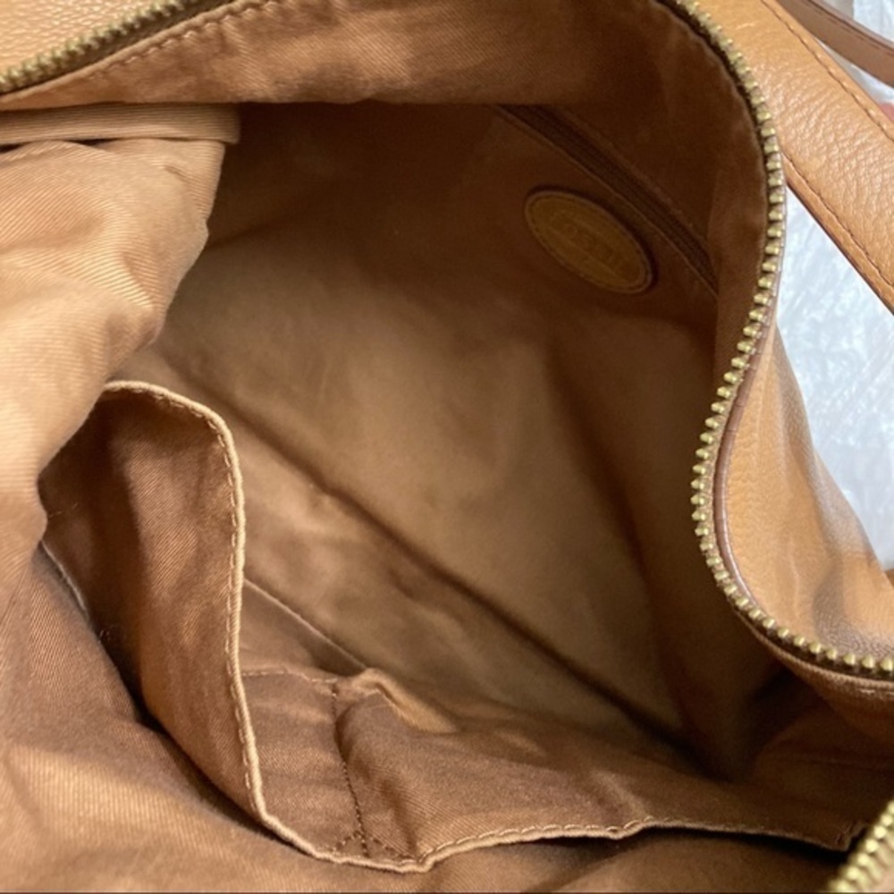 Fossil light brown leather two way shoulder messenger bag unisex - Picture 16 of 16